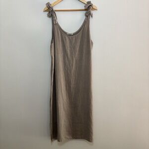 Valentina Naldi 100% Linen Dress Beige Lagenlook Minimalist Medium Italy